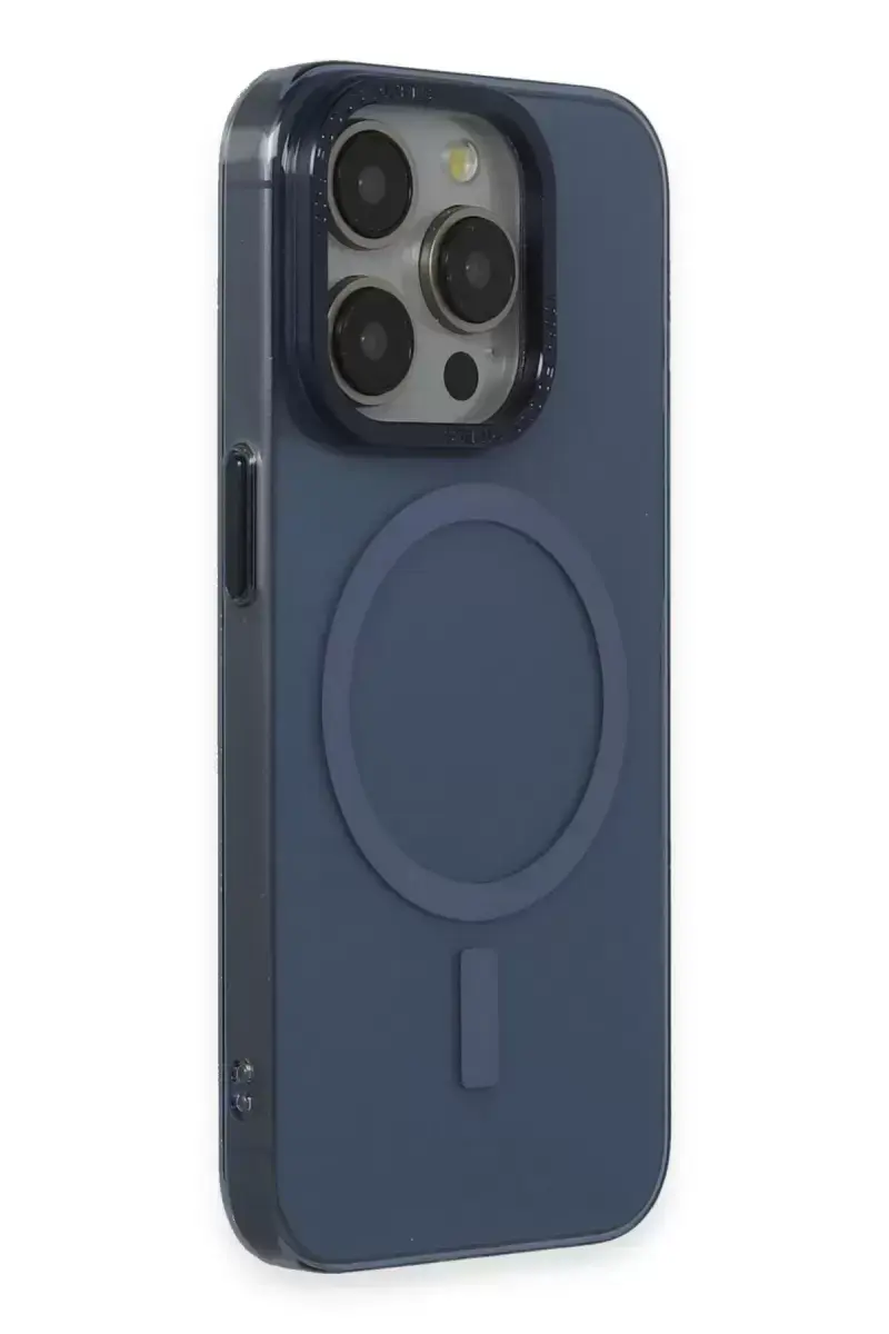 Newface Apple İphone 15 Pro Max Kılıf Anka Pc Magneticsafe Sert Metal Kapak - Lacivert