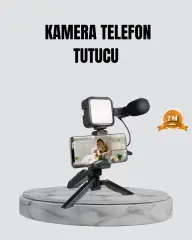 Telefon Video Çekim Kiti Led Aydınlatma Mikrofon Tripodlu Tam Set