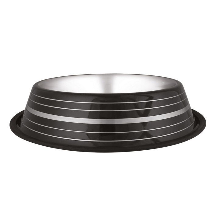 Oripet Çizgili Çelik Köpek Mama Su Kabi 64 Oz ( 2 L ) Siyah