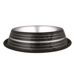 Oripet Çizgili Çelik Köpek Mama Su Kabi 64 Oz ( 2 L ) Siyah