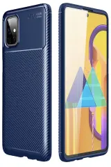 Newface Samsung Galaxy M51 Kılıf Auto Focus Karbon Kapak - Lacivert