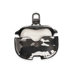 Airpods 3 (3.nesil) Çanta Kamuflaj Deri Kılıf - Gri