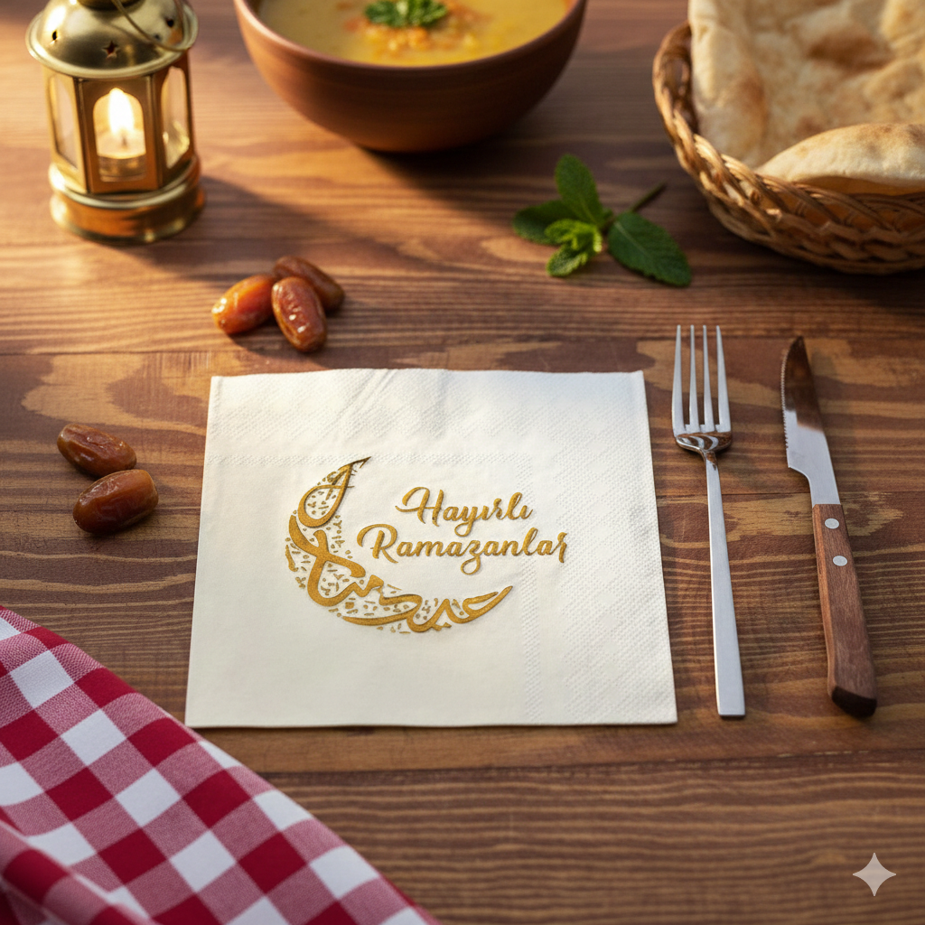 Ramazan Temalı Yaldız Baskılı Peçete