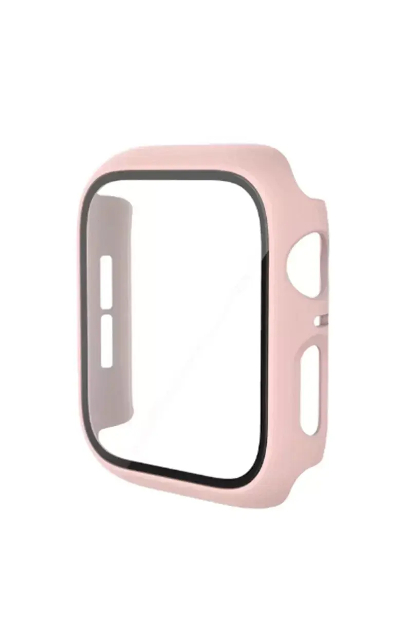 Newface Apple Watch 42mm Camlı Kasa Ekran Koruyucu - Pembe