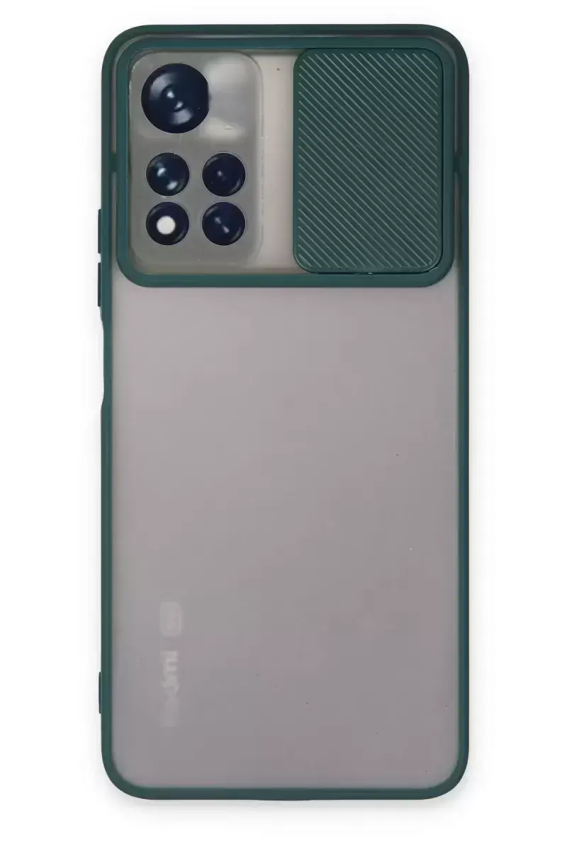 Newface Xiaomi Redmi Note 11t Kılıf Palm Buzlu Kamera Sürgülü Silikon - Yeşil