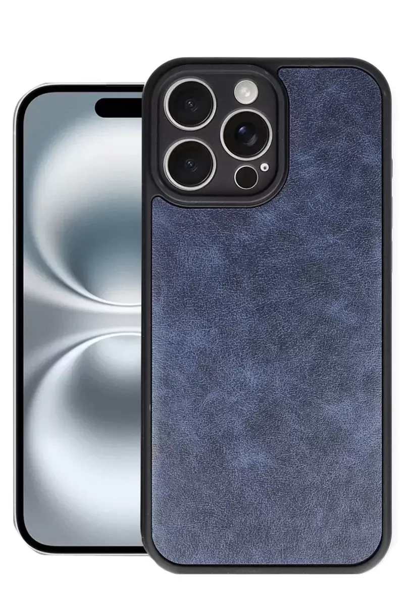 Newface Apple İphone 16 Pro Kılıf Aras Deri Kapak - Lacivert