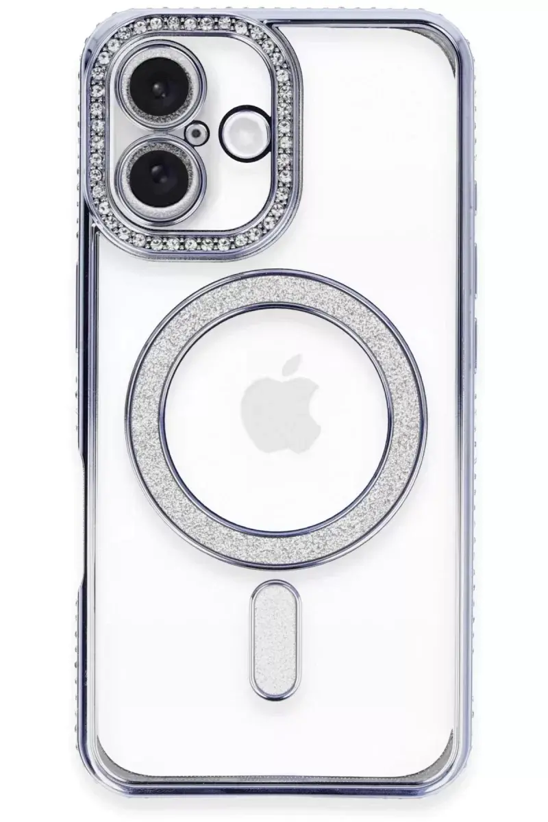 Newface İphone 16 Plus Kılıf Joke Simli Magneticsafe Kılıf - Mavi
