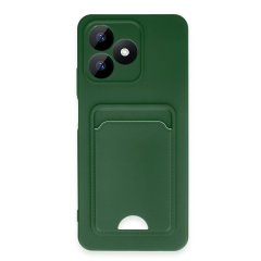 Realme Note 50 4g Kılıf Kelvin Kartvizitli Silikon - Koyu Yeşil