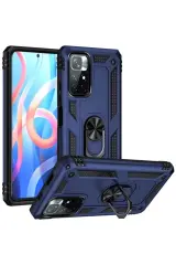Newface Xiaomi Redmi Note 11t Kılıf Sofya Yüzüklü Silikon Kapak - Lacivert
