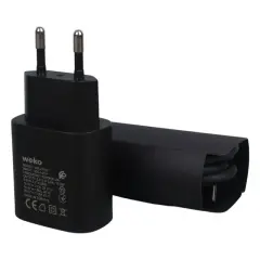 Weko Wk-27877 Note10 Siyah 25 Watt Şarj Başlık Adaptörü + Type-c To Type-c Kablo