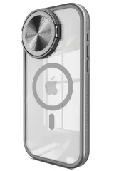 Newface Apple İphone 15 Pro Max Kılıf Teleskop Lens Magsafe Silikon Kapak - Titan Gri