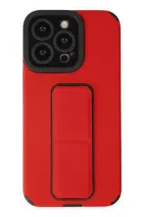 Newface Apple İphone 13 Pro Kılıf Mega Standlı Silikon - Kırmızı
