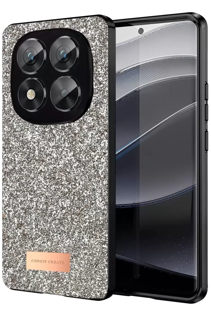 Onegif Xiaomi Redmi Note 14 Pro 5g Bright Simli Kapak - Gold
