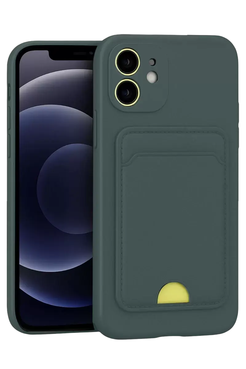 Newface Apple İphone 11 Kılıf Kelvin Kartvizitli Silikon - Koyu Yeşil