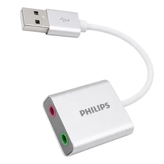 Philips Swr1656y/93 Usb Harici Stereo Ses Kartı Dönüştürücü Adaptör 3.5mm Mikrofon Hoparlör Çıkışlı