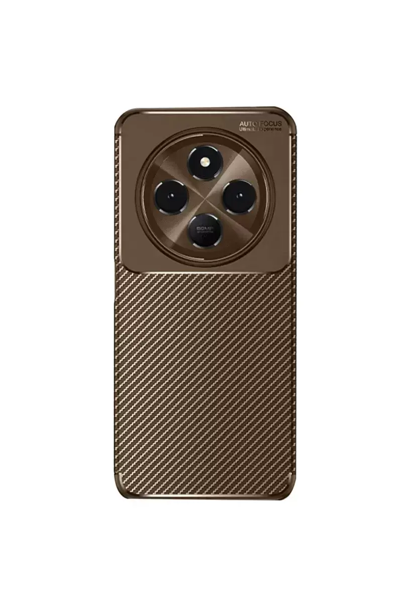 Newface Xiaomi Redmi 14c Kılıf Auto Focus Karbon Kapak - Kahverengi