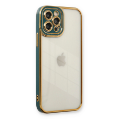 İphone 12 Pro Max Kılıf Liva Lens Silikon - Yeşil