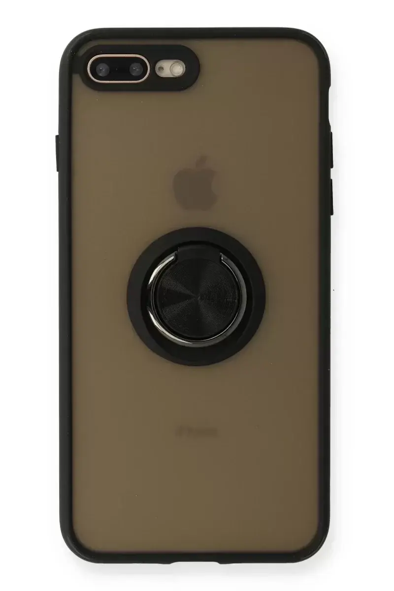 Newface İphone 7 Plus Kılıf Montreal Yüzüklü Silikon Kapak - Siyah