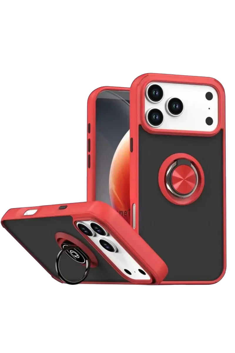 Newface Apple İphone 17 Pro Max Montreal Yüzüklü Silikon Kapak - Kırmızı