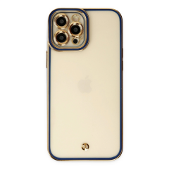 İphone 12 Pro Max Kılıf Liva Lens Silikon - Mavi