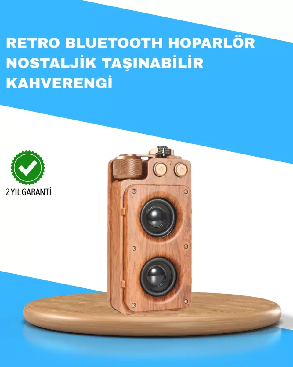 Retro Radyo Tasarım Bluetooth Hoparlör 1800mah Uzun Çalma Süresi