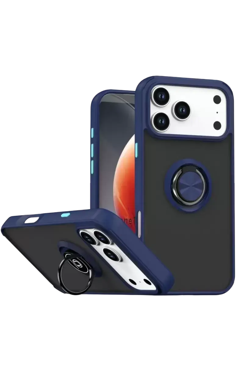 Newface Apple İphone 17 Pro Max Montreal Yüzüklü Silikon Kapak - Lacivert