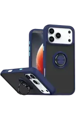 Newface Apple İphone 17 Pro Max Montreal Yüzüklü Silikon Kapak - Lacivert