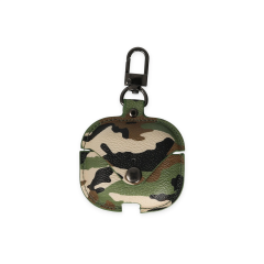 Airpods 3 (3.nesil) Çanta Kamuflaj Deri Kılıf - Yeşil