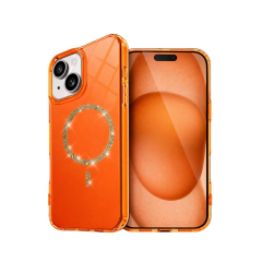 İphone 14 Live Diamond Magsafe Kapak - Turuncu