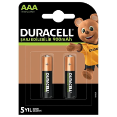 Duracell 1.2v 900mah Aaa Şarj Edilebilir İnce Kalem Pil 2'li Paket