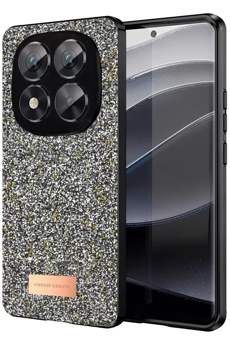 Onegif Xiaomi Redmi Note 14 Pro 5g Bright Simli Kapak - Gümüş