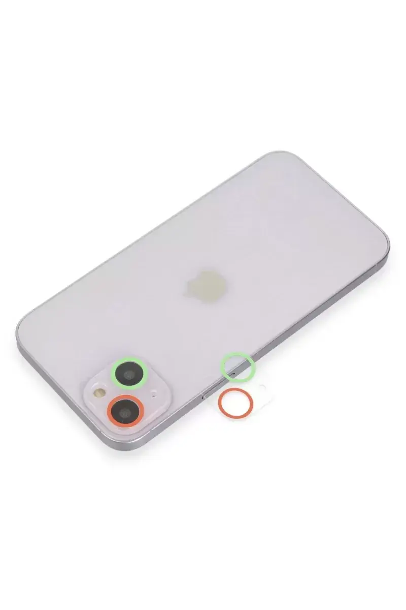 Newface İphone 13 Renkli Kamera Lens Koruma Cam - Yeşil-pembe