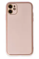 Newface İphone 12 Kılıf Coco Deri Silikon Kapak - Pudra