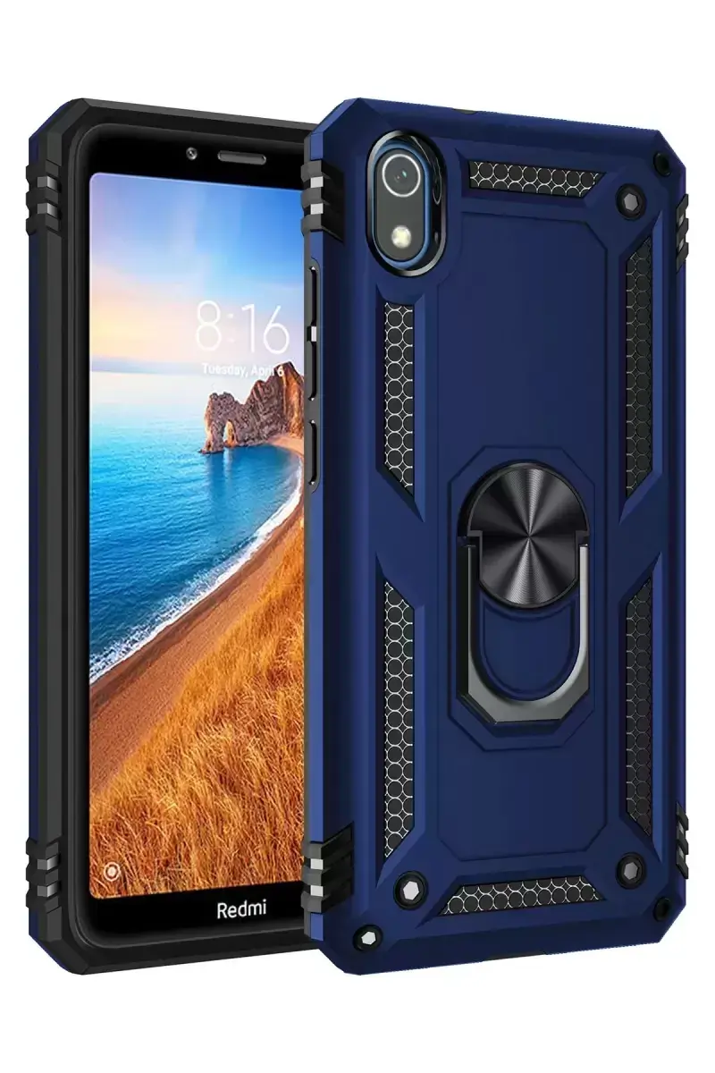 Newface Xiaomi Redmi 7a Kılıf Sofya Yüzüklü Silikon Kapak - Lacivert
