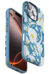 Onegif İphone 16 Pro Max Flower Series Magsafe Kapak - Mavi