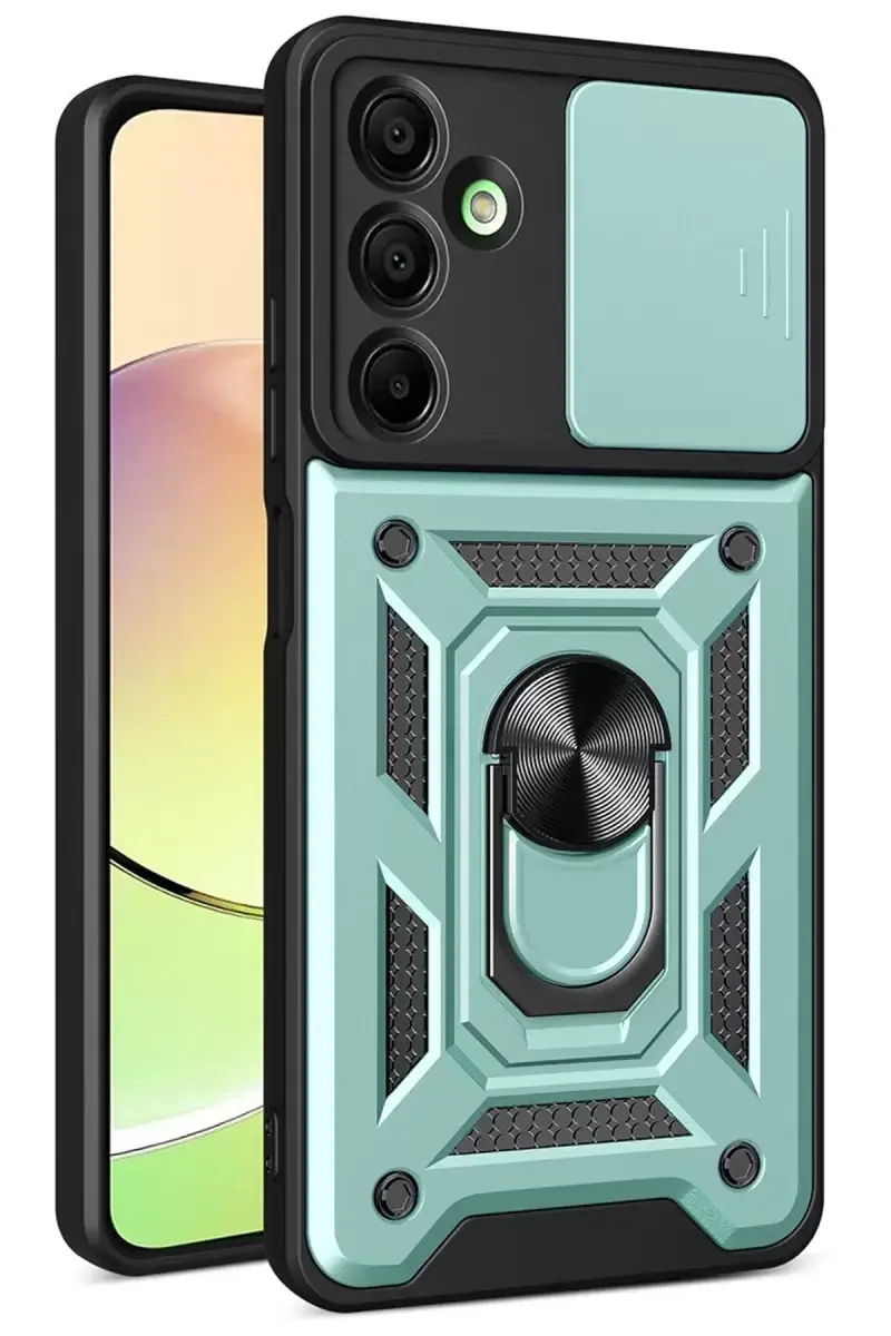 Newface Samsung Galaxy A56 Kılıf Pars Lens Yüzüklü Silikon - Yeşil