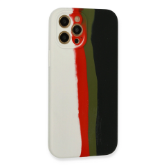 İphone 12 Pro Kılıf Ebruli Lansman Silikon - Beyaz-siyah