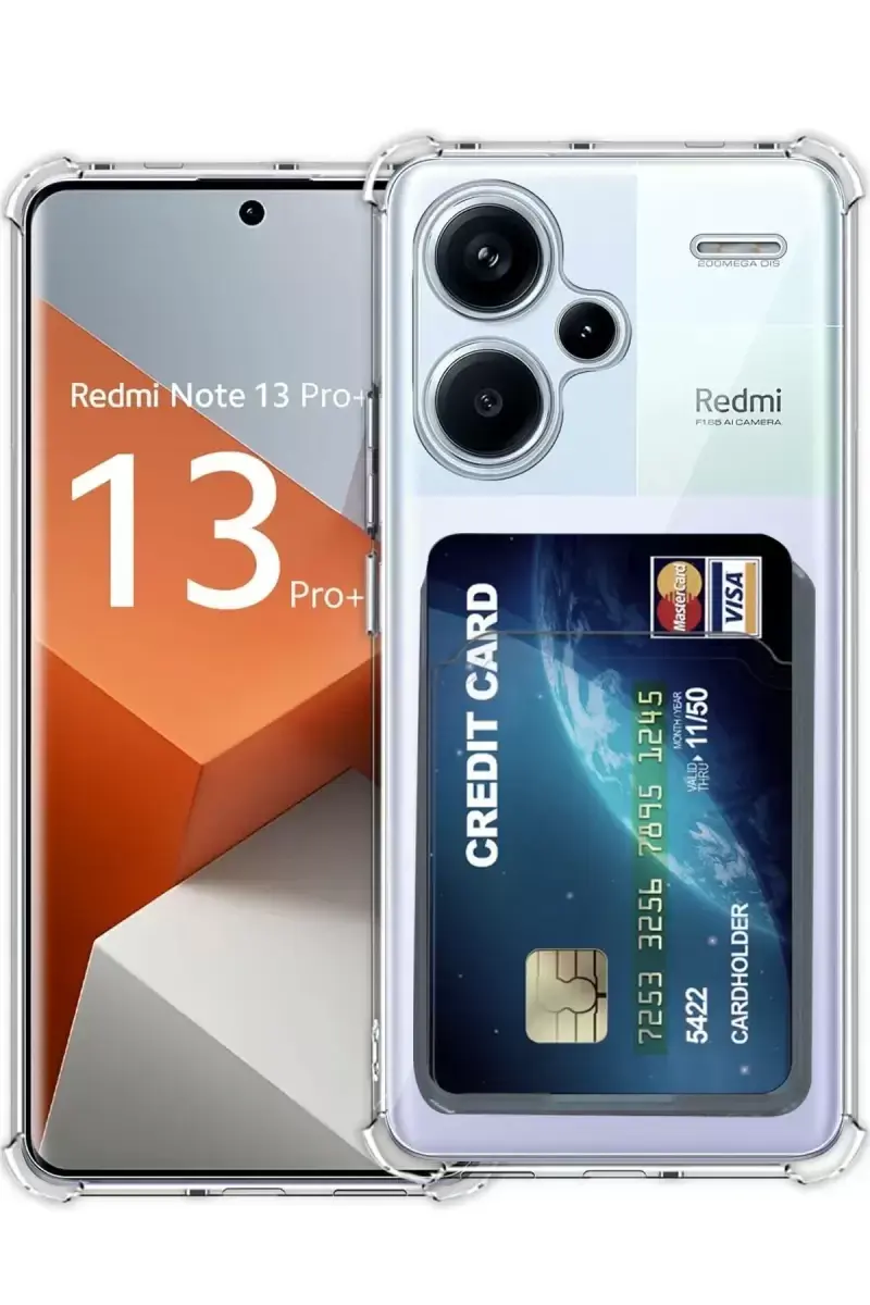 Newface Xiaomi Redmi Note 13 Pro Plus Kılıf Kart Şeffaf Silikon - Şeffaf