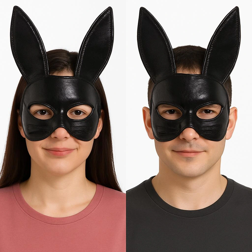 Siyah Renk Kumaş Malzemeden İmal Eva Tavşan Maskesi 19x15 Cm