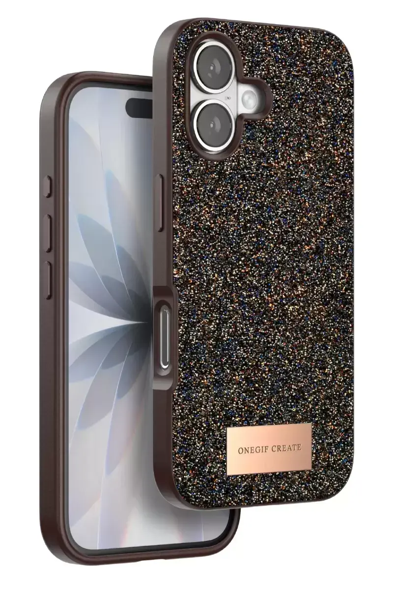 Onegif Apple İphone 17 Bright Simli Kapak - Gold