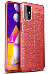 Newface Samsung Galaxy M31s Kılıf Auto Focus Kapak - Kırmızı