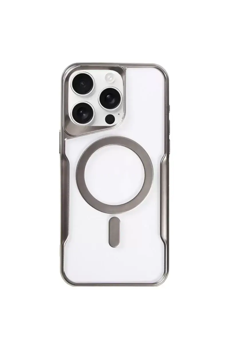 Newface Apple İphone 14 Pro Max Kılıf Boyi Magsafe Silikon Kapak - Titan Gri
