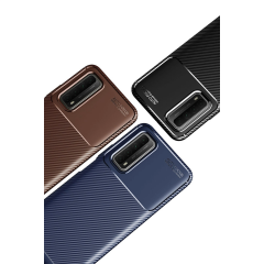 Huawei P Smart 2021 Kılıf Auto Focus Karbon Kapak - Lacivert