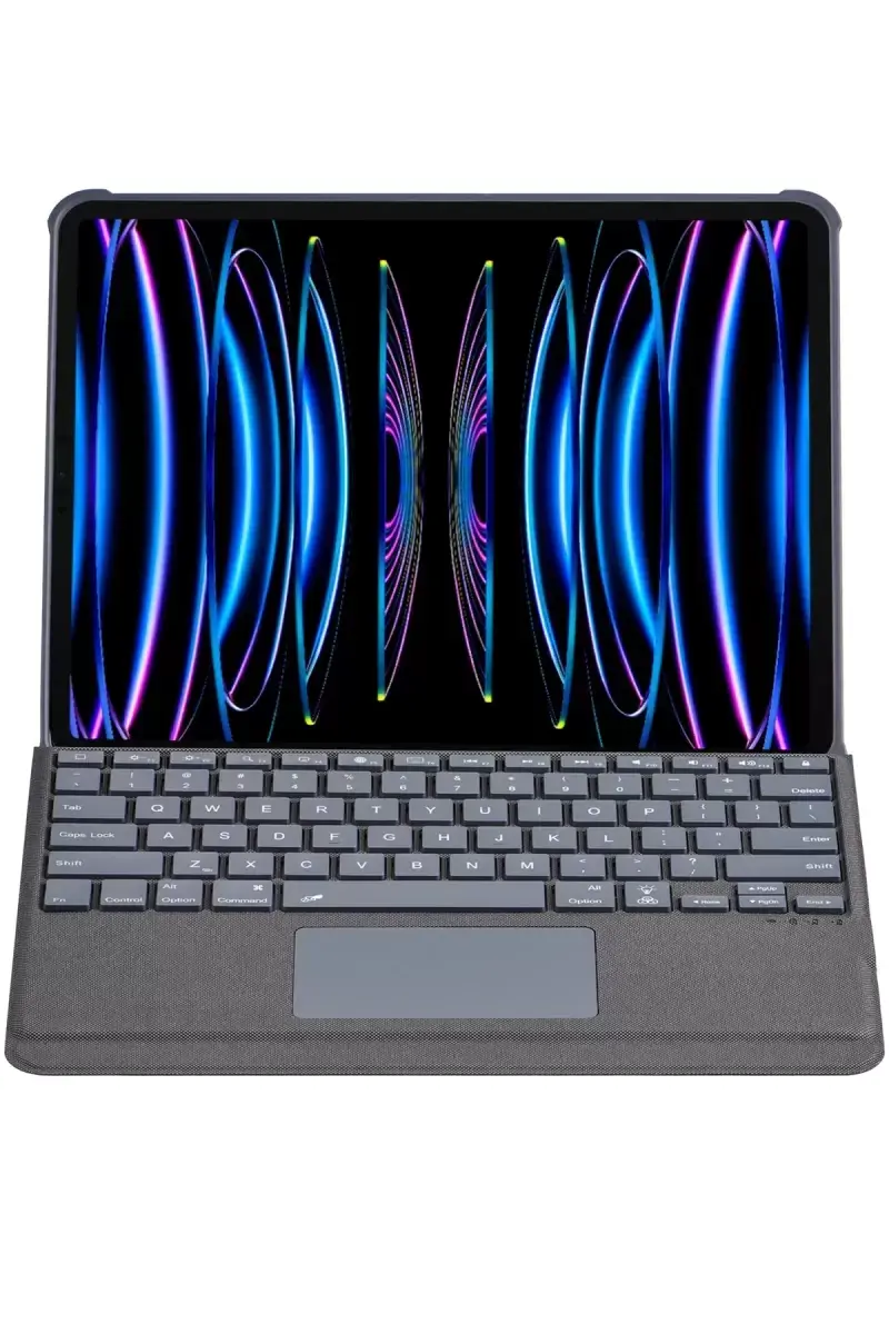 Newface Apple T5509d İpad Pro 12.9 (2022) Kılıf Palermo Ledli Klavyeli Standlı Tablet Kılıfı - Siyah