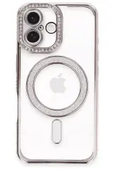 Newface İphone 16 Plus Kılıf Joke Simli Magneticsafe Kılıf - Pembe