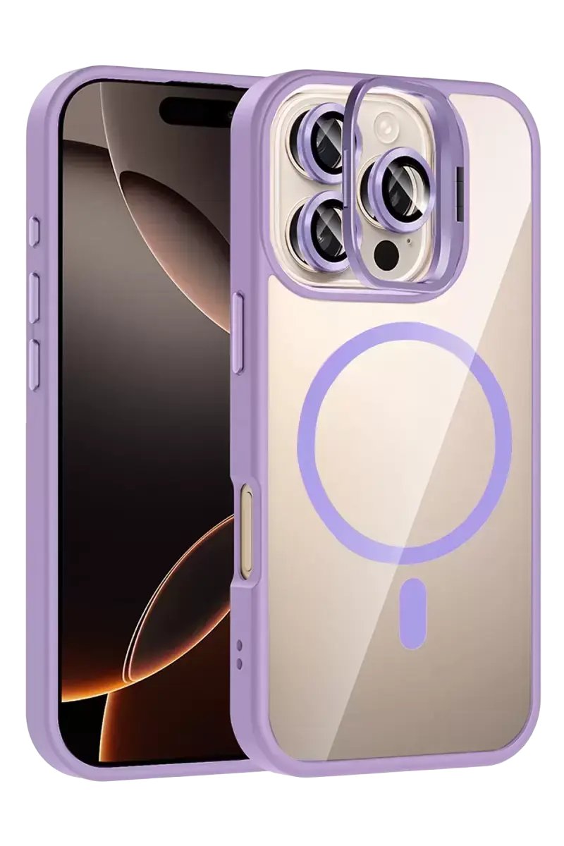Joko Apple İphone 16 Pro Remim Lensli Magsafe Standlı Kapak - Lila