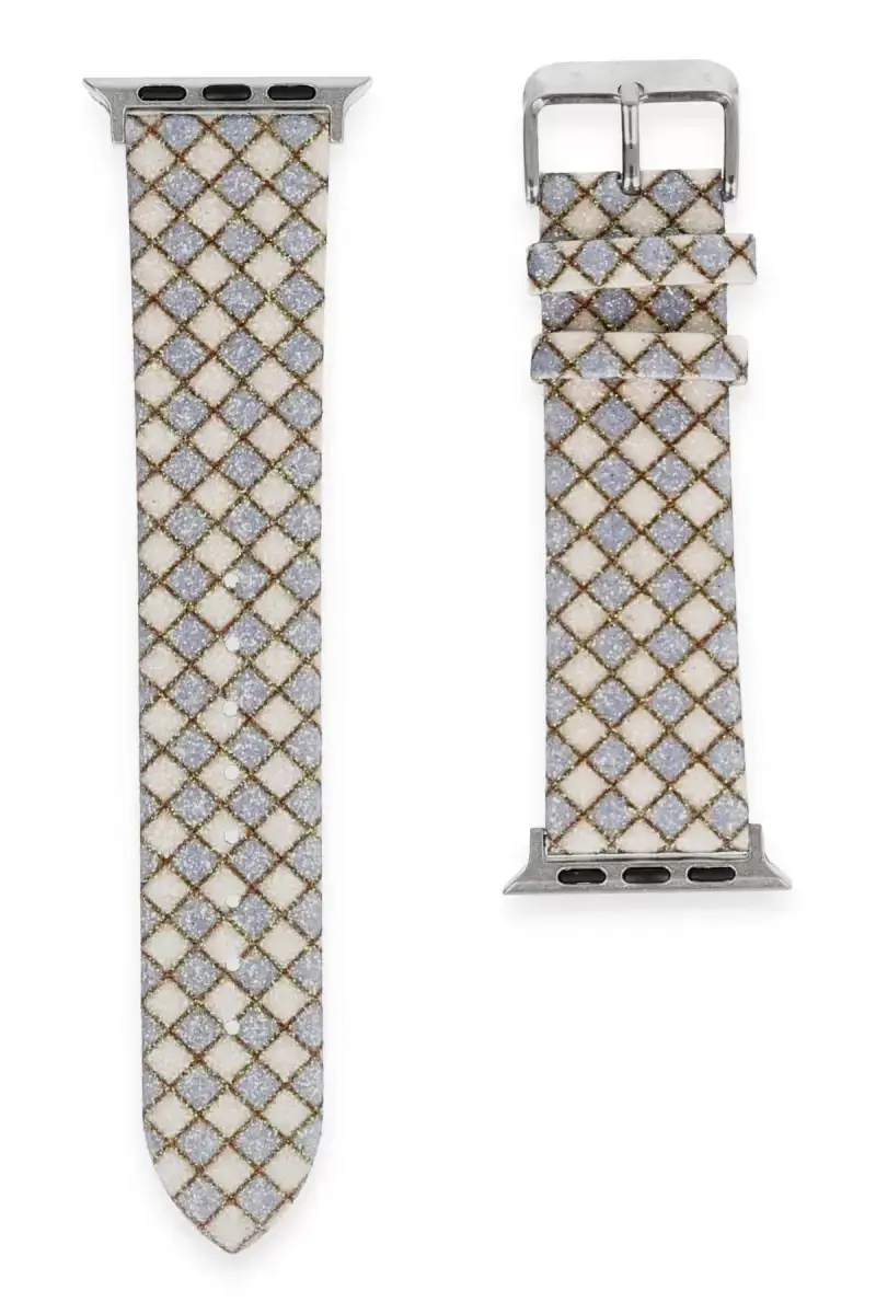 Newface Apple Watch 38mm Karo Motif Kordon - Lila