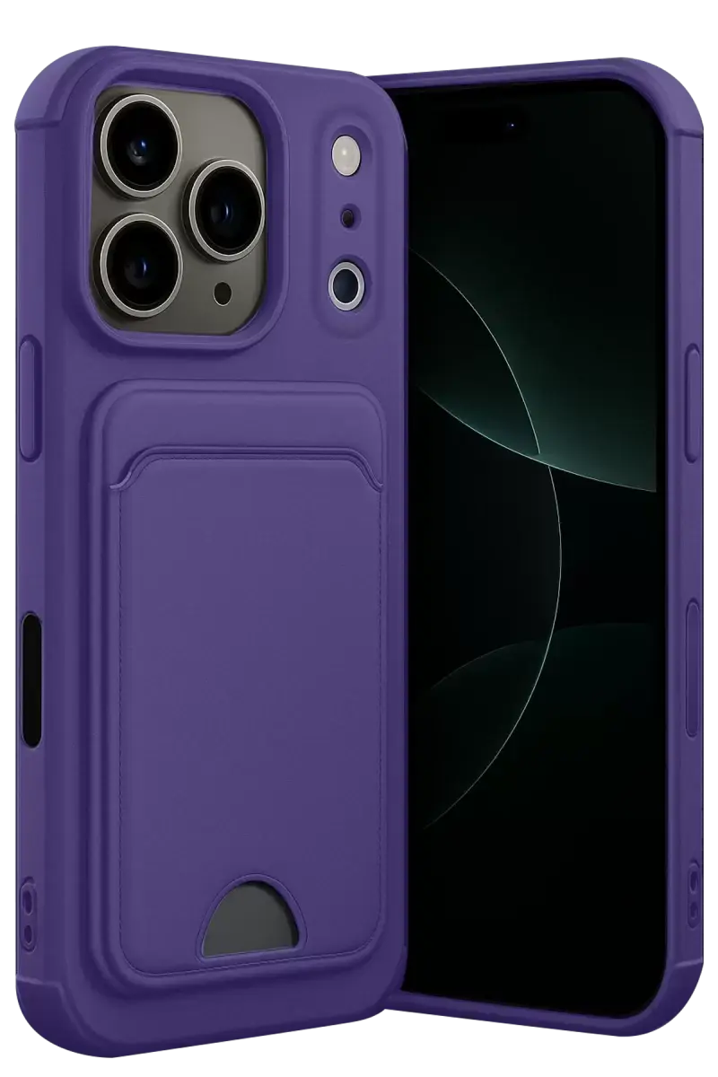 Newface Apple İphone 17 Pro Kelvin Kartvizitli Silikon - Derin Mor