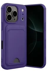 Newface Apple İphone 17 Pro Kelvin Kartvizitli Silikon - Derin Mor