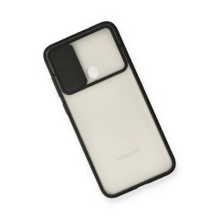 Samsung Galaxy A11 Kılıf Palm Buzlu Kamera Sürgülü Silikon - Siyah